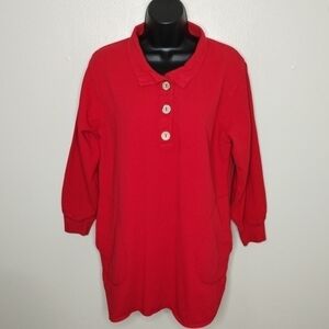 Vtg Womens Small Beach Tunic Sea Breeze Of California USA Oversized Red Cover Up